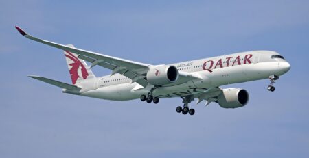 qatar airways plane taking off