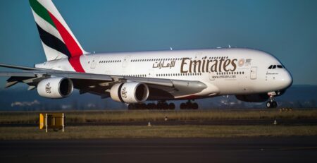 emirates airplane at dubai airport