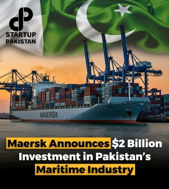 Maersk container ship docked at the Pakistan international container terminal